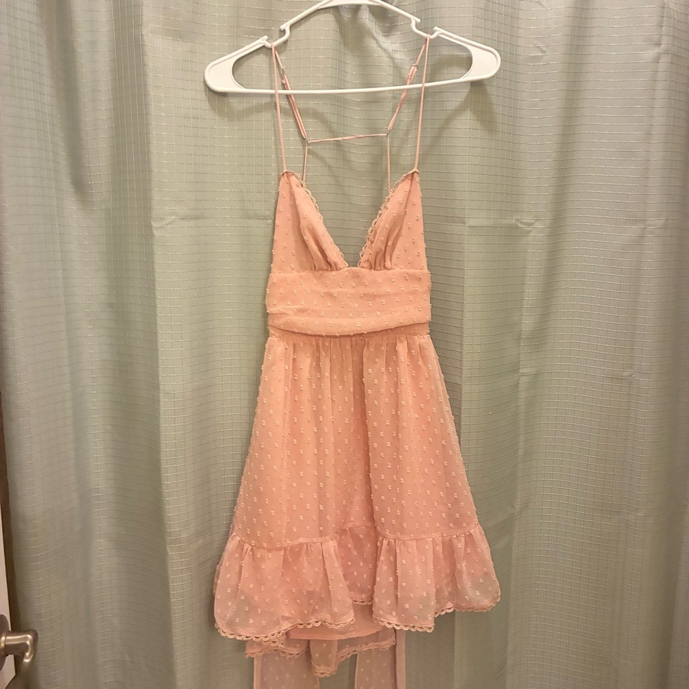 Amazon Peach Dot Swiss Mini Dress